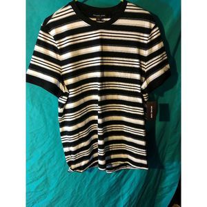 Michael Kors Top Size L Black White Striped Shirt